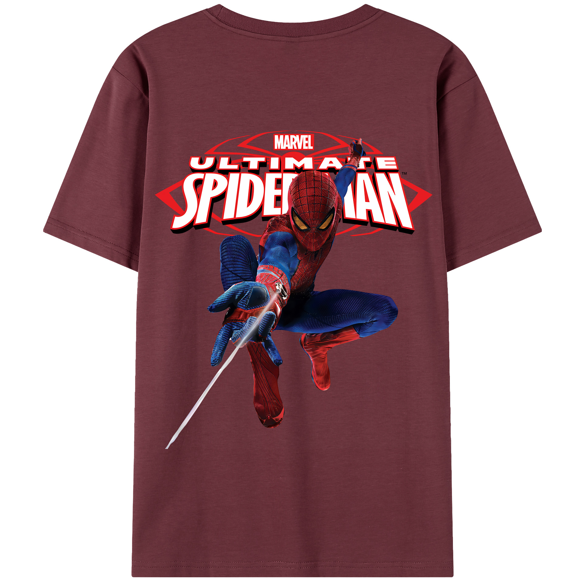 （画像用） Spider Man スパイダーマン 綿100％半袖Tシャツ（背面プリント）